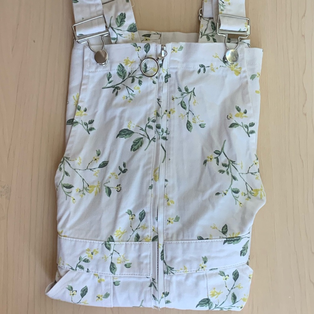 Forever 21 Floral Denim Overall Dress